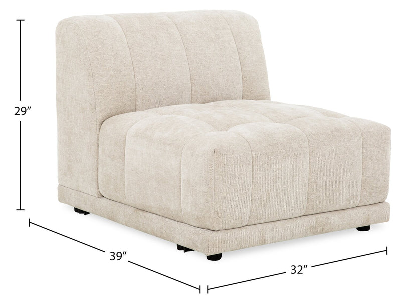 Kort & Co. Oaklyn Modular 32\" Fabric Armless Chair with Tufted Seat Cushion - Beige