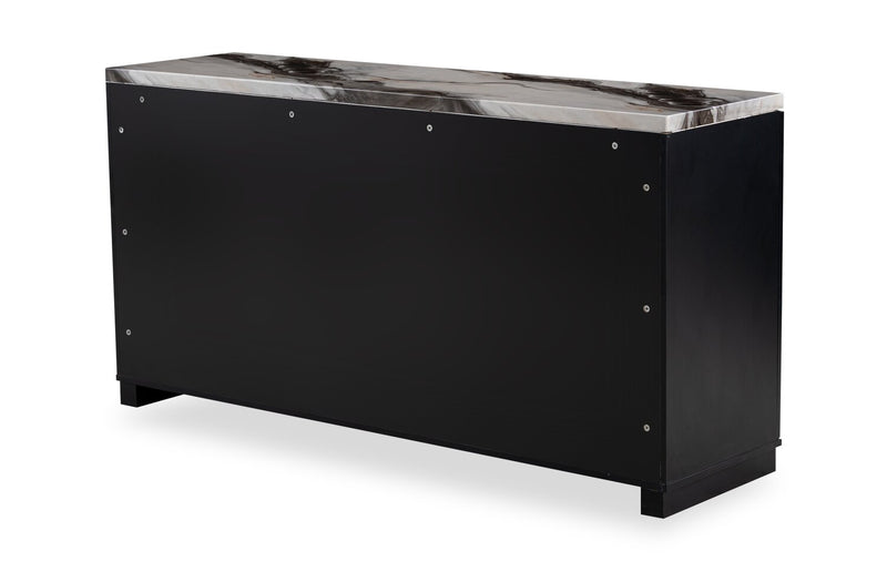 Vega Dining Server with Storage & 4 Drawers, 66\"W - Black & White