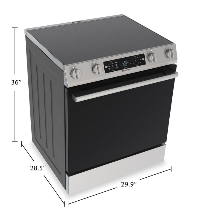 Hisense 30\" 5.8 Cu. Ft. Electric Range with Air Fry and Steam Clean - Stainless Steel - HFE3502CAS