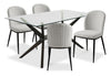 Ace 5pc Dining Set with Table & 4 Chairs, Glass Top, 63\"W - Brown & Grey
