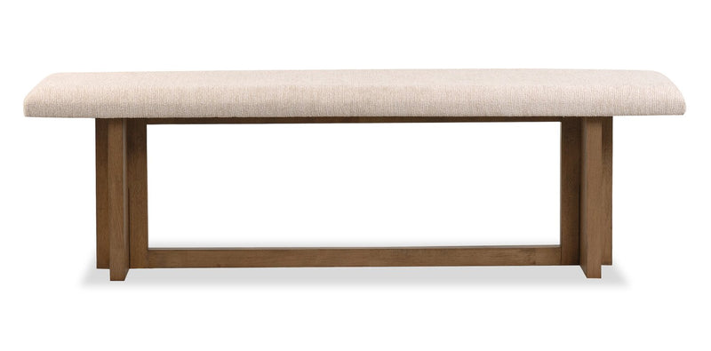 Scott Living Henri 6pc Dining Set with Table, Bench & Chairs, 66-84\"W Extension, Wood - Brown & Cream