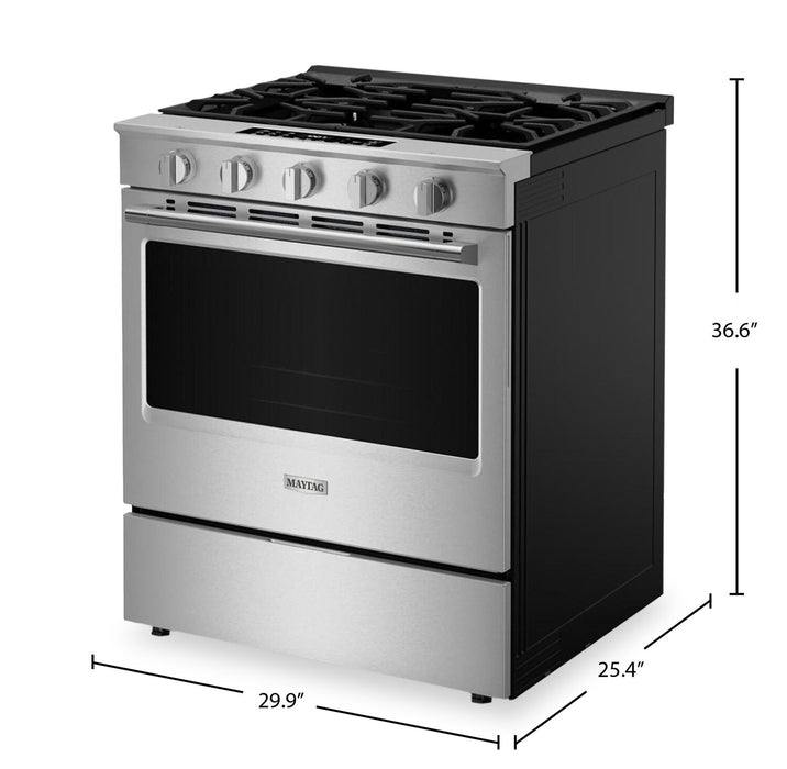 Maytag 30\" 5 Cu. Ft. Slide-In Gas Range with No Preheat Air Fry - Fingerprint Resistant Stainless Steel - MSGS7030SZ