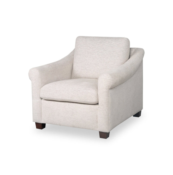 Mallie 36\" Chenille Fabric Chair with Rolled Arms and Wood Legs - Shell White