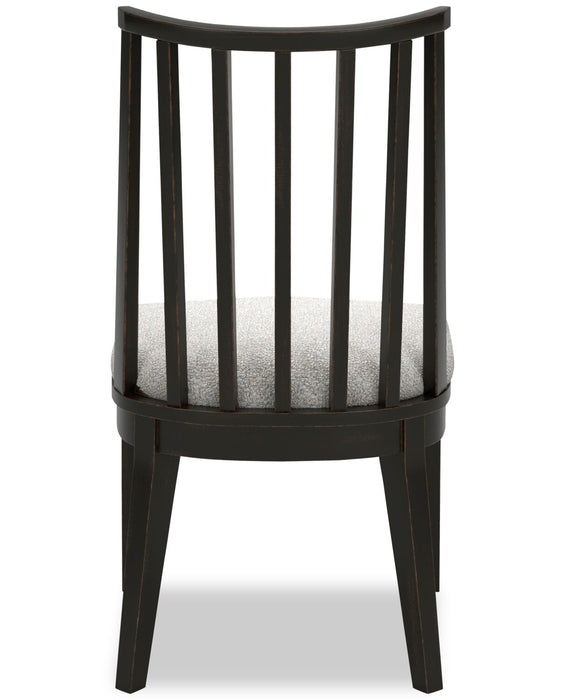 Shaw Dining Chair with Polyester Fabric, Slat-Back - Black