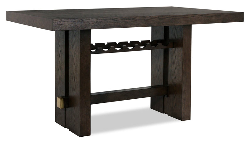 Metro Counter Height Dining Table with Built-in Wine Rack, 66\"W - Brown