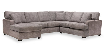 Made in Canada Luxe 3-Piece Left-Facing Fabric Sectional with Removable Cushions - Zaftig Dove Grey | Sofa sectionnel de gauche Luxe 3 pièces fabriqué au Canada en tissu avec coussins amovibles - gris colombe Zaftig