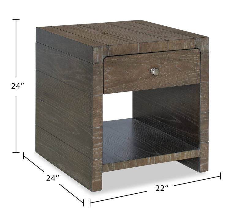 Avalon 22” Modern Solid Wood End Table with Storage - Brown