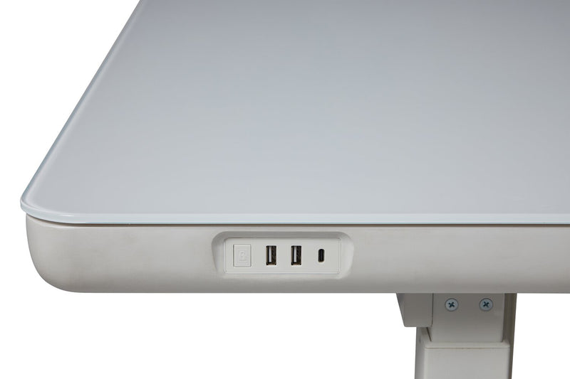 Metro 47.24” Height-Adjustable Office Desk with Storage and USB Ports - White
