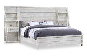 Haven Pier Bed with Headboard, Frame & 2 Piers, USB, LED, White - King Size