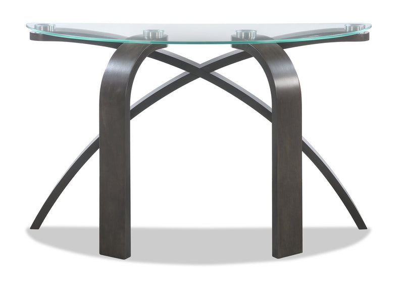 Jorja 46\" Modern Glass Top Sofa Table - Brown with Bentwoood Legs
