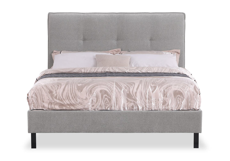 Amos Upholstered Headboard in Grey Fabric, Tufted - Queen Size
