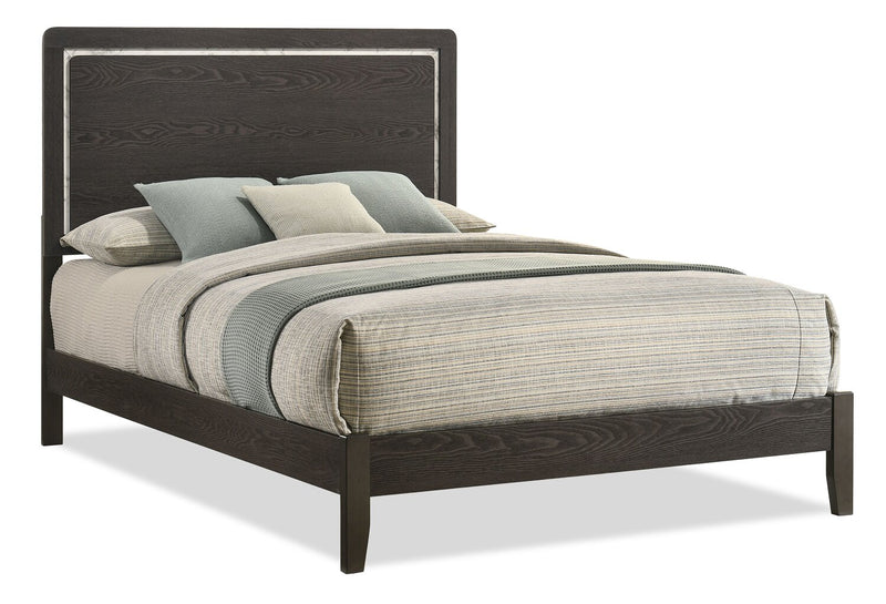 Sable 5pc Bedroom Set with Bed, Dresser & Mirror, Dark Grey - Full Size
