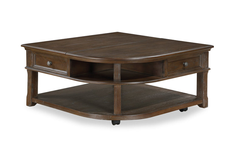Weston 38” Traditional Lift Top Coffee Table with Storage and Casters - Brown Elm