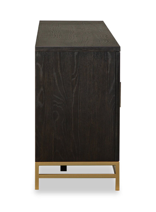 Cresset 84” Modern Solid Wood TV Stand with Storage and Cable Management for TVs up to 90\" - Coffee Bean