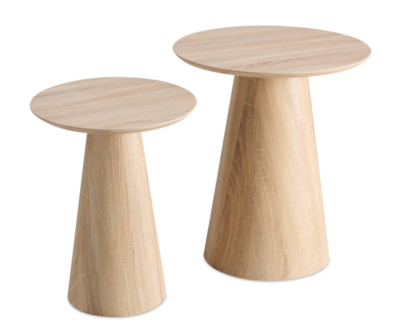 Sloane 2-Piece Round Accent Table – Weathered White 