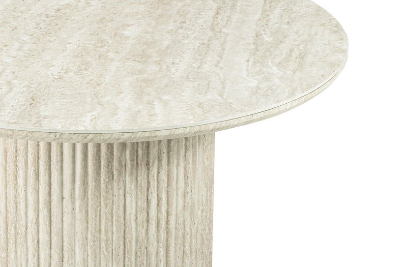 Sullivan 35.43\" Round Coffee Table with Sintered Stone Top - Beige Travertine