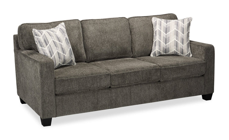 Made in Canada Lennox 83\" Chenille Fabric Sofa with Reversible Cushions and Accent Pillows - Grey