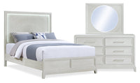 Vida 5pc Bedroom Set with Panel Bed, Dresser & Mirror, Sand - Queen Size 
