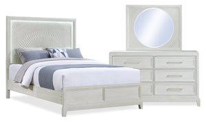 Vida 5pc Bedroom Set with Panel Bed, Dresser & Mirror, Sand - Queen Size
