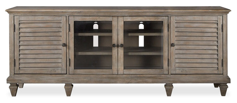 Baron 82” Rustic Pine TV Stand with Storage and Cable Management for TVs up to 90” - Dovetail Grey