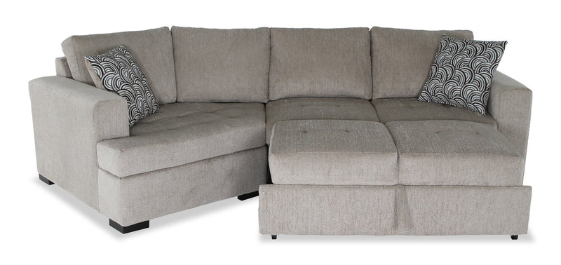 Made in Canada Legend 2-Piece Left-Facing Chenille Fabric Cuddler Sleeper Sectional - Platinum Beige