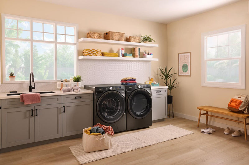 Whirlpool 5.2 Cu. Ft. Smart Front-Load Washer and 7.4 Cu. Ft. Electric Dryer - Volcano Black