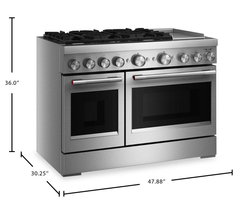 KitchenAid 6.3 Cu. Ft. 6 Burner Dual Fuel Range with Griddle – Stainless Steel - KFDD948SSS