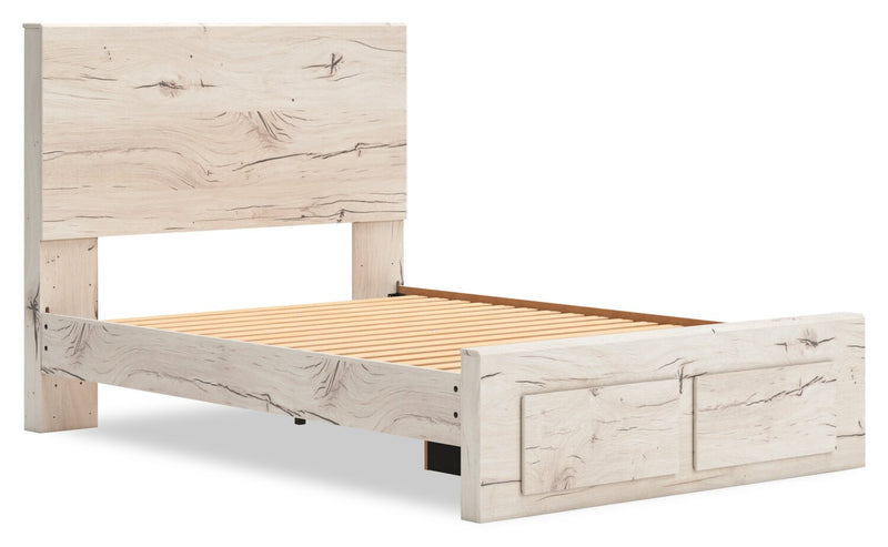 Derekson Storage Bed with 2 Built-In Footboard Drawers, Rustic White - Full Size
