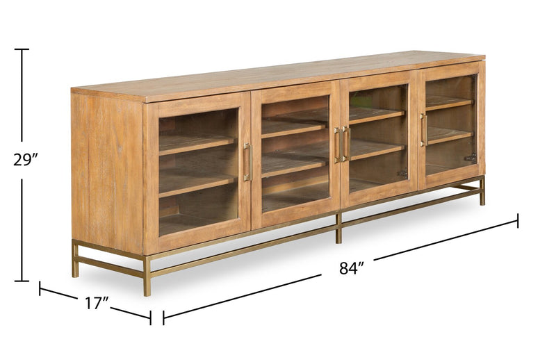 Cresset 84” Modern Solid Wood TV Stand with Storage and Cable Management for TVs up to 90\" - Belgian Wheat