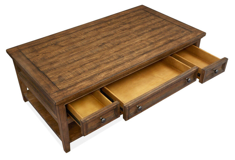  Hanson 50” Traditional Pine Coffee Table with Storage and Casters - Toasted Nutmeg