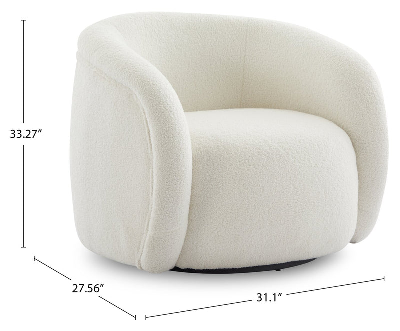 Solo 31.1\" Sherpa Fabric Curved Accent Chair - Ice Cream 
