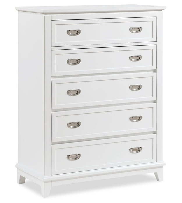 Quinn Bedroom Chest of Drawers, 5-Drawer, 36.5\"W x 48.5\"H - White
