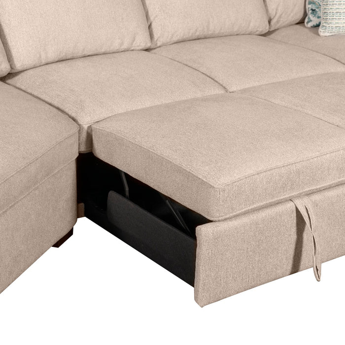 Scott Living Haven 3-Piece Left-Facing Chenille Fabric Cuddler Sleeper Sectional - Taupe