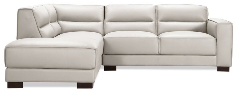 Citadel 2-Piece Left-Facing Top-Grain Genuine Leather Sectional with Wood Legs - Frost White