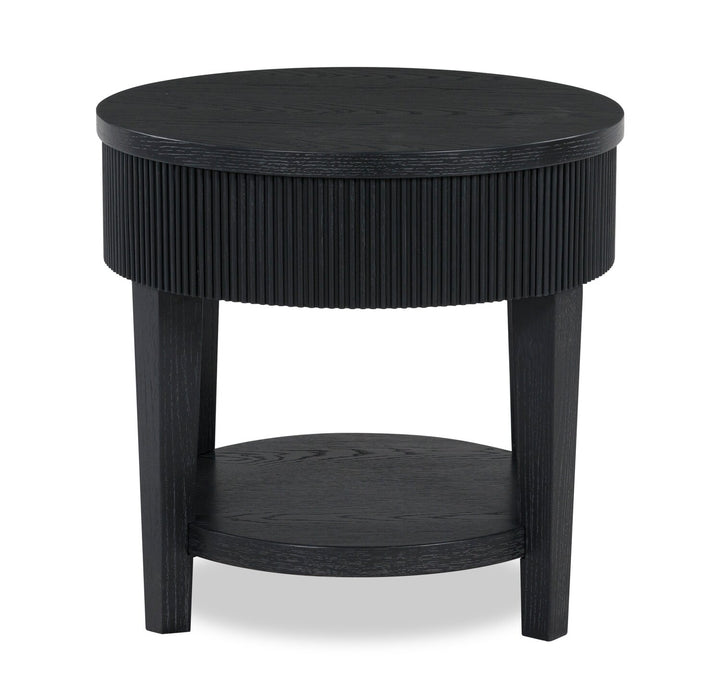 Sanford 24” Contemporary Round Solid Wood End Table with Storage - Black