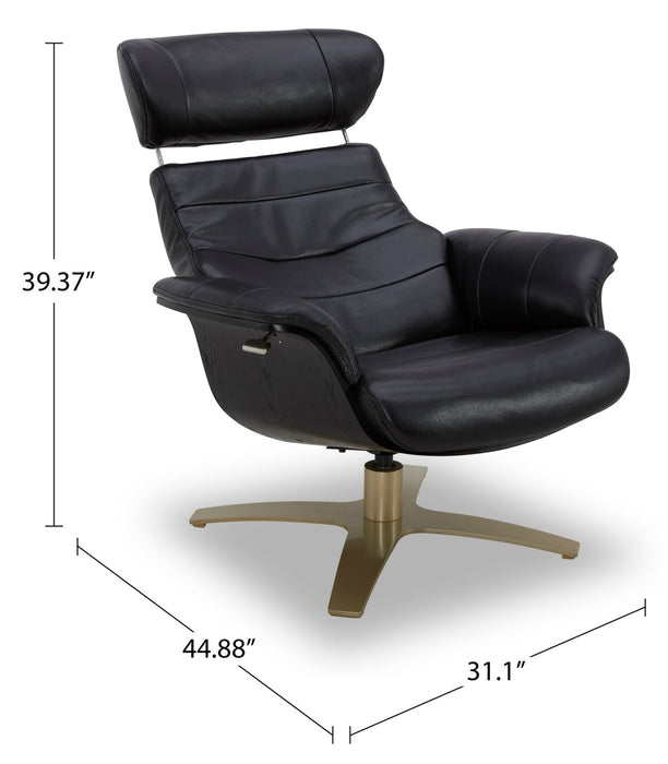 Halo Top-Grain Genuine Leather Swivel Reclining Chair with Footrest 