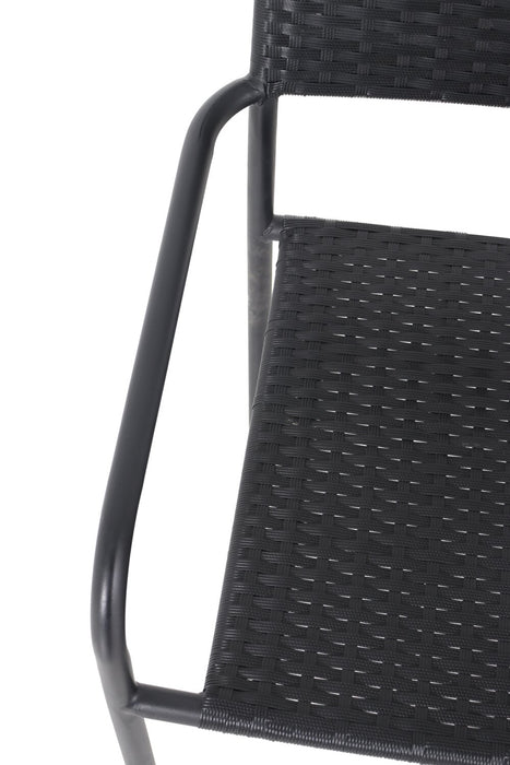 Paris Outdoor Patio Bistro Chair - Hand-Woven Resin Wicker, UV & Weather Resistant - Black