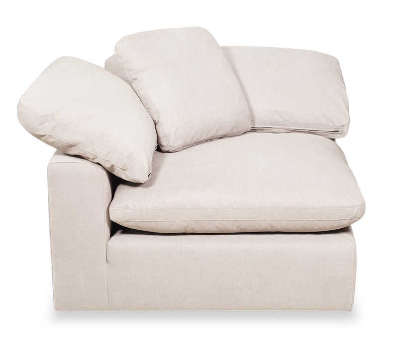 Eclipse Modular 4-Piece Linen-Look Fabric Sectional with Ottoman and Reversible Feather Down Cushions - Linen White