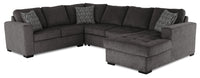 Made in Canada Legend 4-Piece Right-Facing Chenille Fabric Sleeper Sectional with Storage Chaise - Pewter Brown 