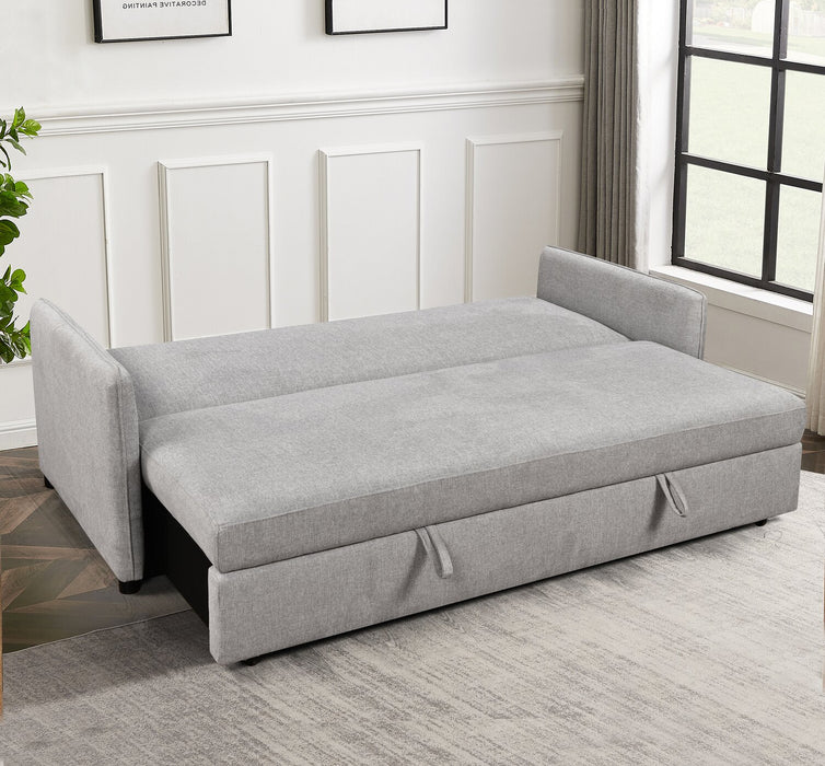 Shadow 82.5\" Linen-Look Fabric Sleeper Sofa with Storage and Two Armrest Pillows - Grey