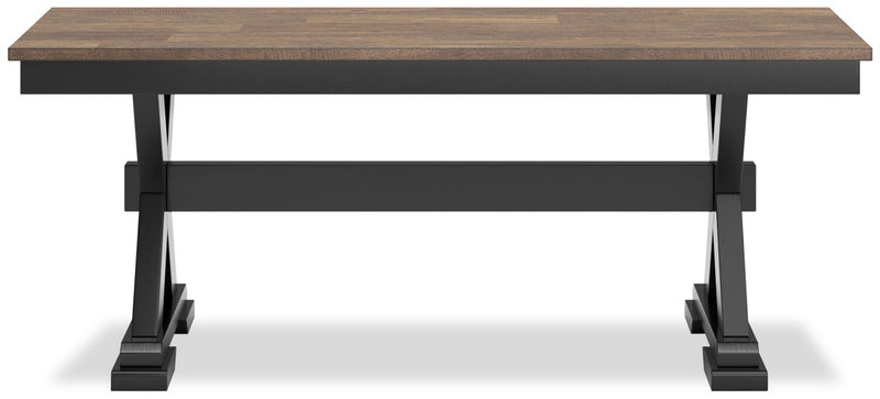 Raven 6pc Dining Package with 60-78\"W Extension Table, Bench & 4 Chairs - Two-Tone Black & Brown