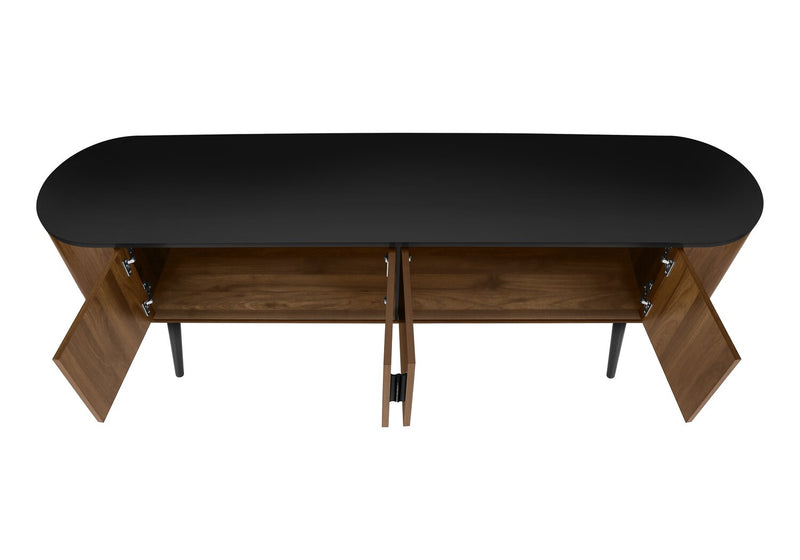 Elle 72\" Rustic TV Stand with Storage and Cable Management for TVs up to 80\"- Dark Brown and Black