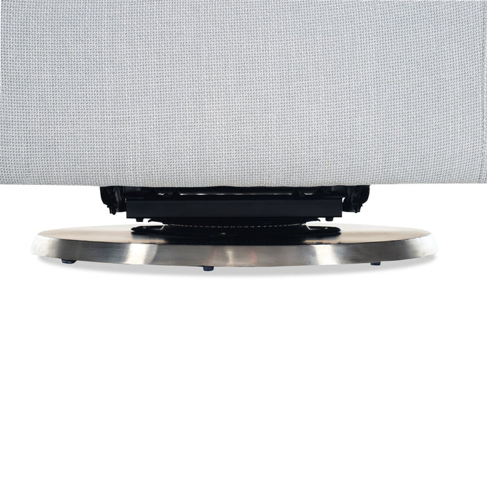 Ellie 29\" Linen-Look Fabric Swivel Glider Accent Chair with Wingback and Recessed Arms - Grey