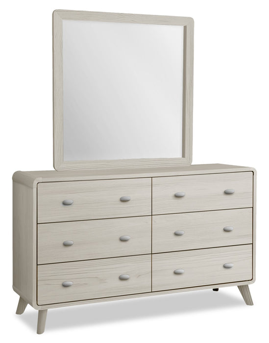 Cami Bedroom 6-Drawer Dresser, Mid-Century Modern, 58.5\"W x 17.5\"H - Grey Oak