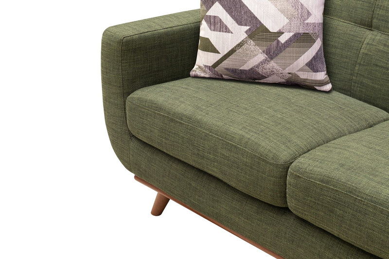 Kort & Co. Freeman 63\" Linen-Look Fabric Loveseat with Wood Legs and Tufted Back Cushions - Avocado Green