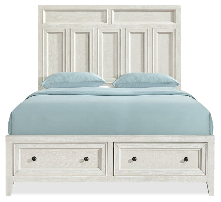 Casa 5pc Bedroom Set with Bed, Dresser & Mirror, Wood, White - Queen Size