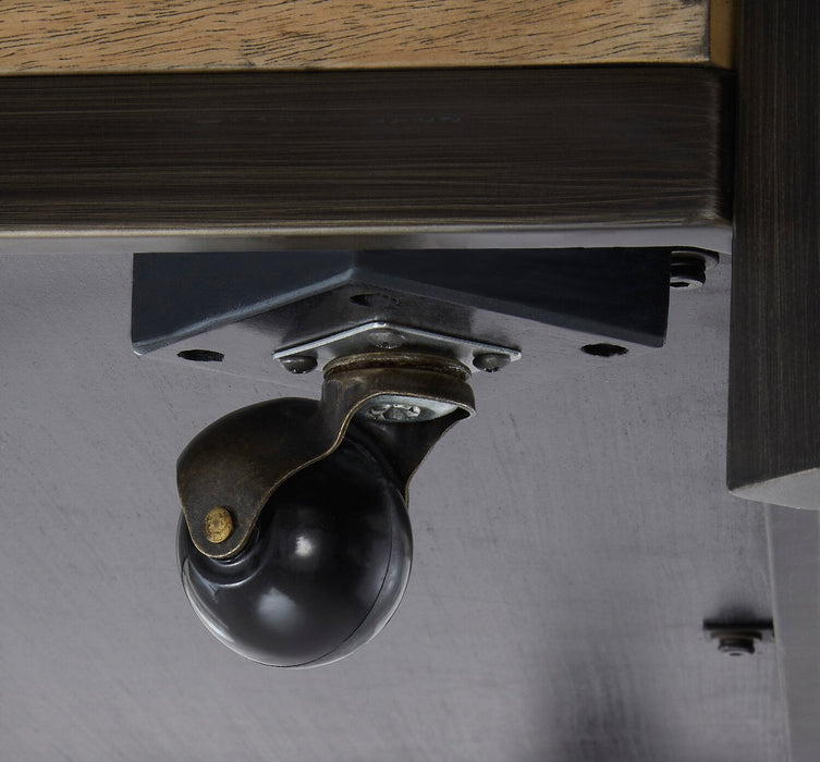 Marina 48” Contemporary Coffee Table with Stone Tiles, Shelf and Casters - Natural