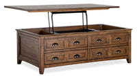 Hanson 50” Traditional Pine Lift Top Coffee Table with Storage and Casters - Toasted Nutmeg 