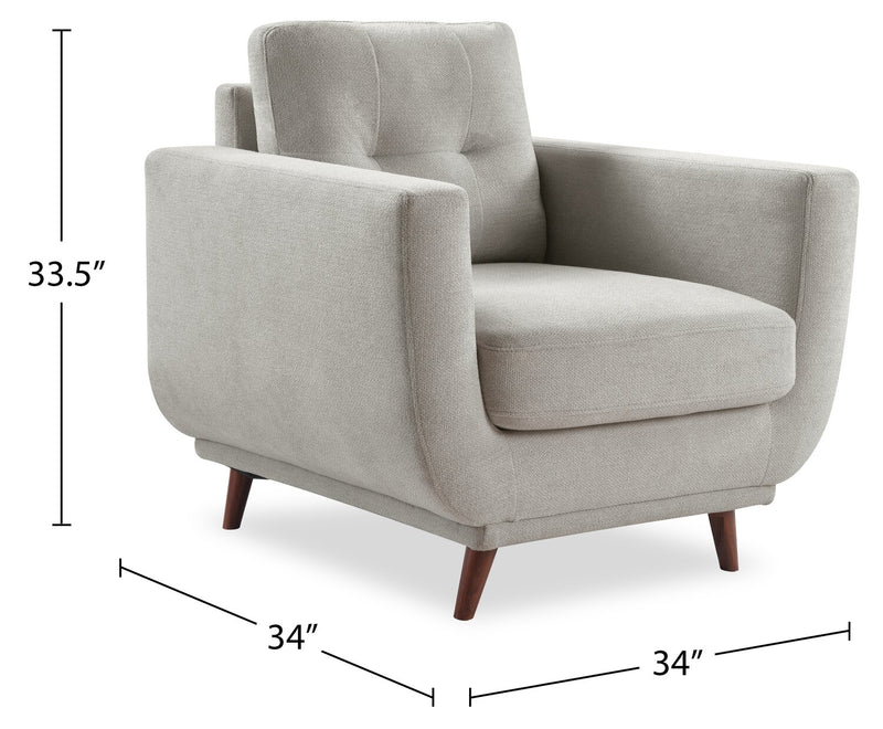 Cosmo 34\" Fabric Chair with Tufted Back Cushion - Grey