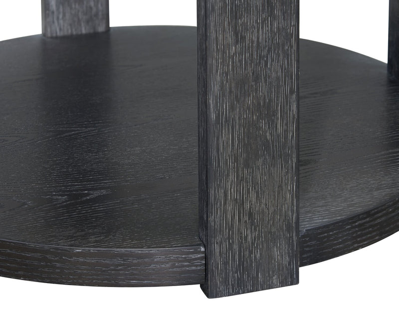 Declan 31.5\" Modern Round Coffee Table with Shelf & Casters - Black